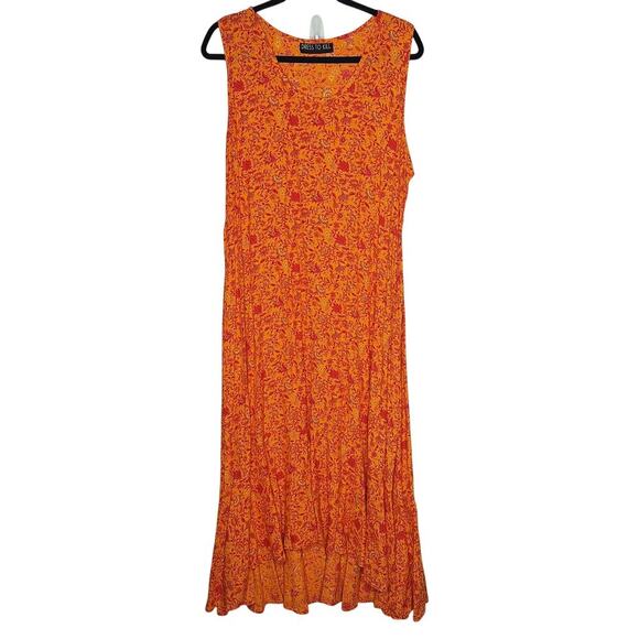 Dress To Kill Jane Mohr Maxi Ditsy Floral Maxi Dress 2 L/XL Sleeveless High Low - Picture 1 of 10